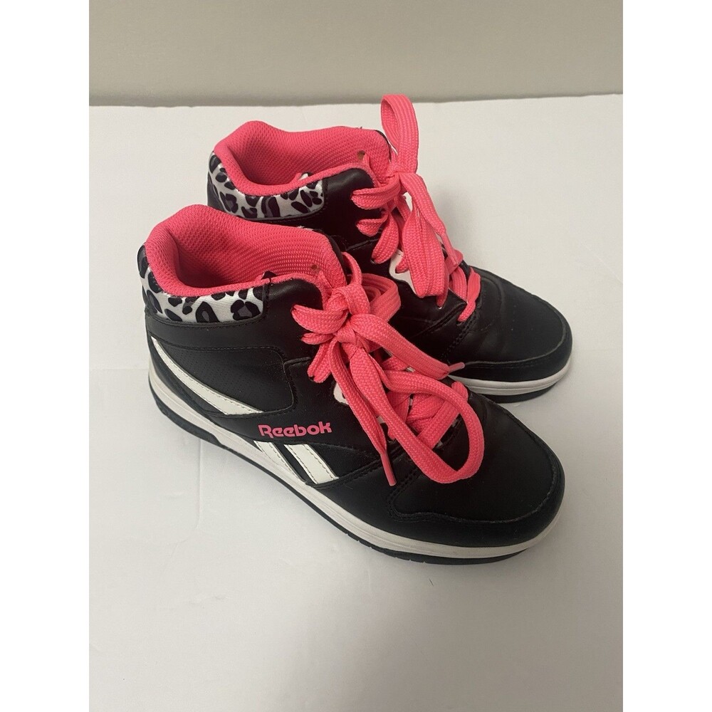 Reebok X Heelys High Top Shoe Youth Size 3 Black Pink Leopard Sneakers Shoes